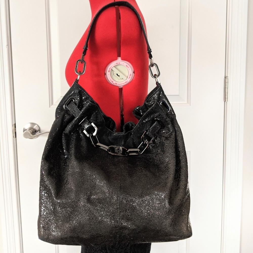 Tory Burch Natalya Washed Sparkle Hobo Purse Bag
